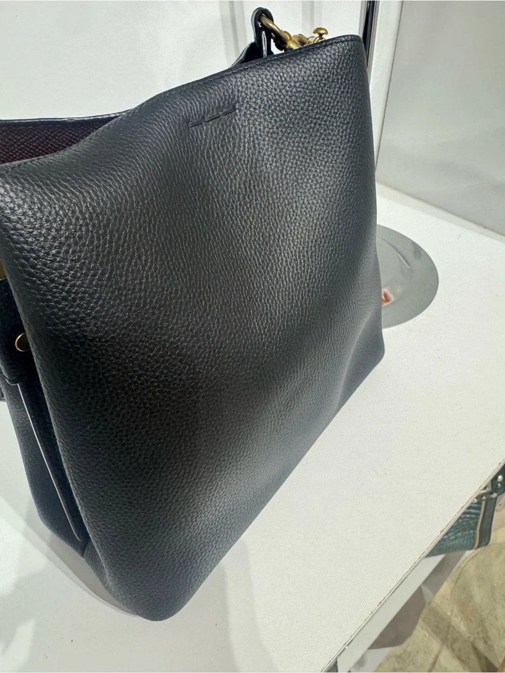 Coach willow Black Pebbled Leather Satchel with Gold-Tone Turnlock